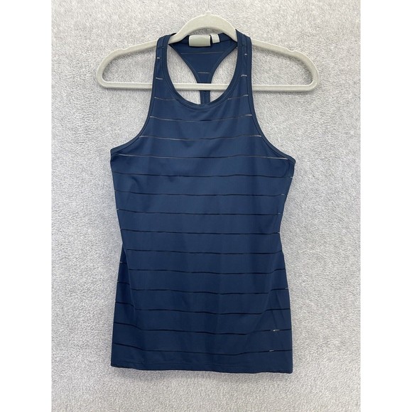 Athleta Women's Tank Top Racer Back Teal Striped Size XXS Sleeveless Round Neck - Picture 1 of 11